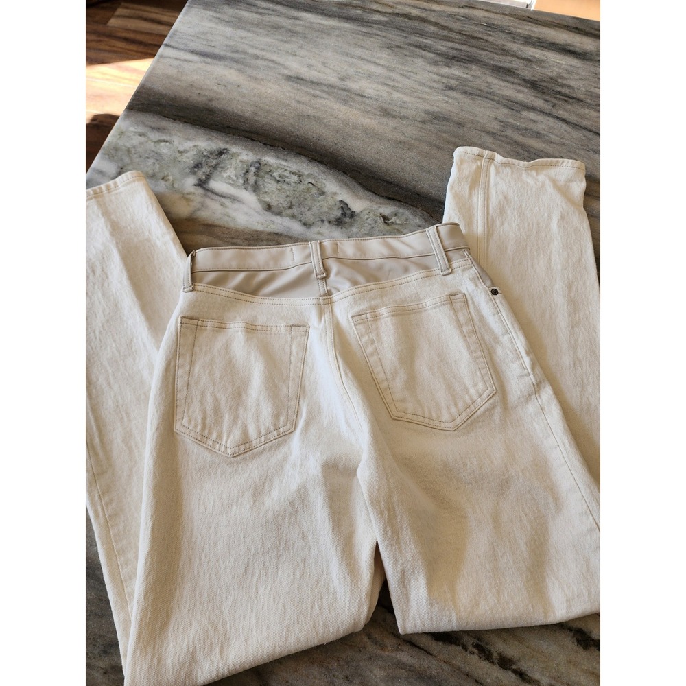 Abercrombie & Fitch 90s Straight Ultra High Rise Cream Faux Leather Jeans 29
